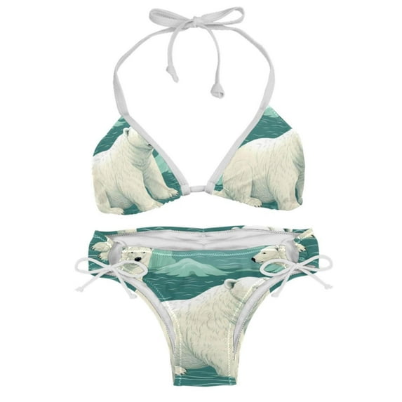 Polar Bear Detachable Sponge Adjustable Strap Swimsuit Set - 2 Pack for Beach & Pool Parties