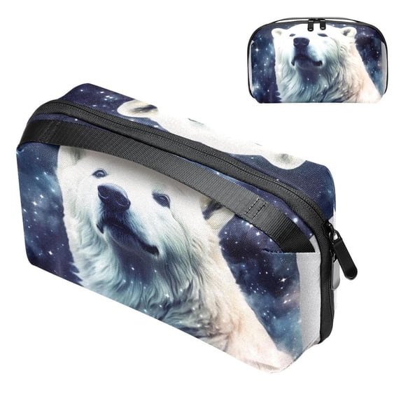Polar Bear Digital Bag with Oxford Fabric, Waterproof, Charger Pouch, USB Organizer, Electronic Travel Case Organizer, Appliance Cord Organizer, 5.9x9.44x3.14 in.
