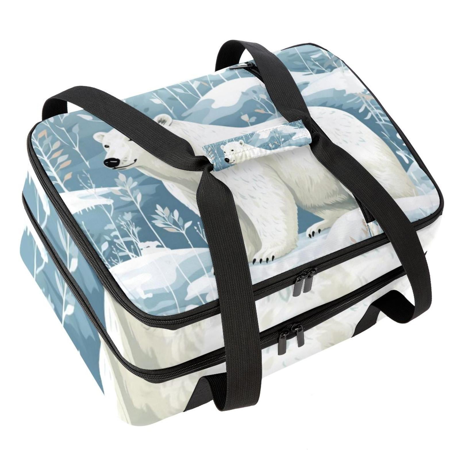 Polar Bear Double Layered Insulated Lunch Bag with Dual Compartments