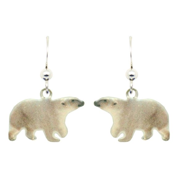 Polar Bear Earrings by d'ears Non-Tarnish Sterling Silver French Hook Ear Wire