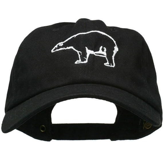 Polar Bear Embroidered Unstructured Cap - Black OSFM