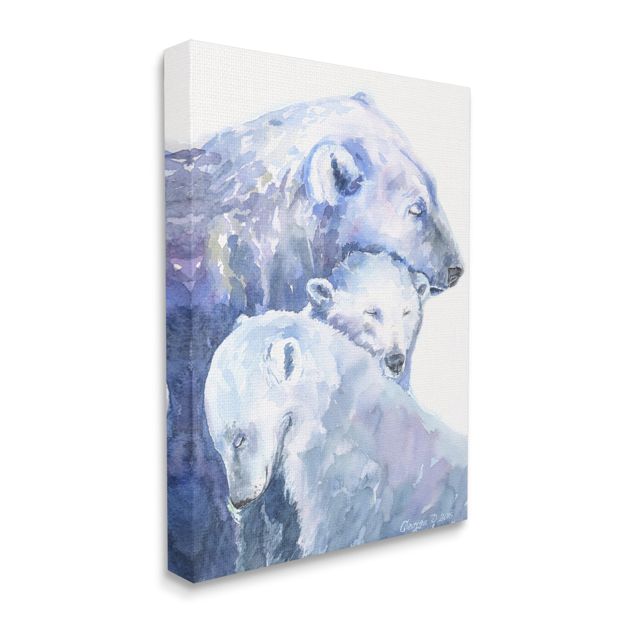 Stupell Industries Polar Bear Family Arctic Hug Portrait Canvas Wall Art, 36 x 48, Design by George Dyachenko