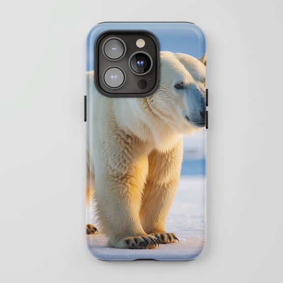 Polar Bear For All iPhone Series Tough Phone Case Nature White Blue