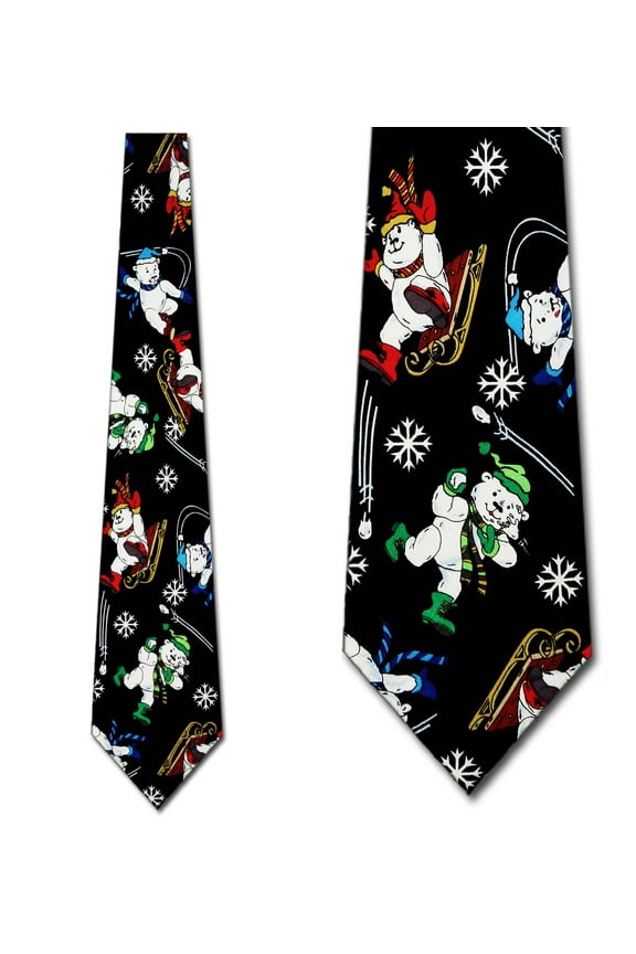 Polar Bear Fun in the Snow Necktie Mens Tie