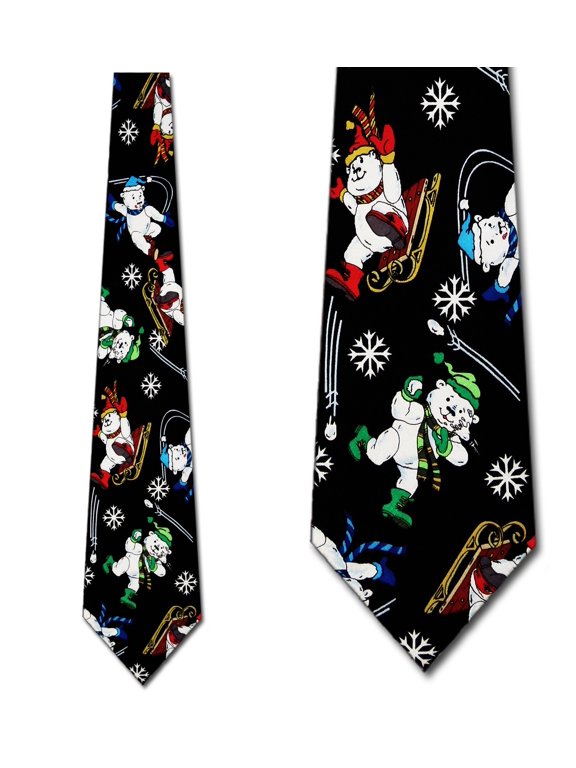 Polar Bear Fun in the Snow Necktie Mens Tie