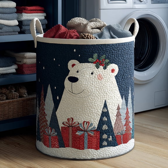 Polar Bear Gift Quilted Laundry Basket