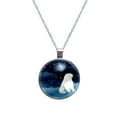 thumbnail image 1 of Polar Bear Glass Design Circular Pendant Necklace - Elegant Jewelry for Women, 1 of 5