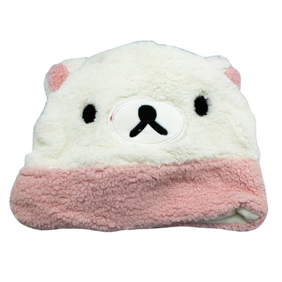 Polar Bear Hat - Cub Bear Face Plush Hat With Tail ( One Size)