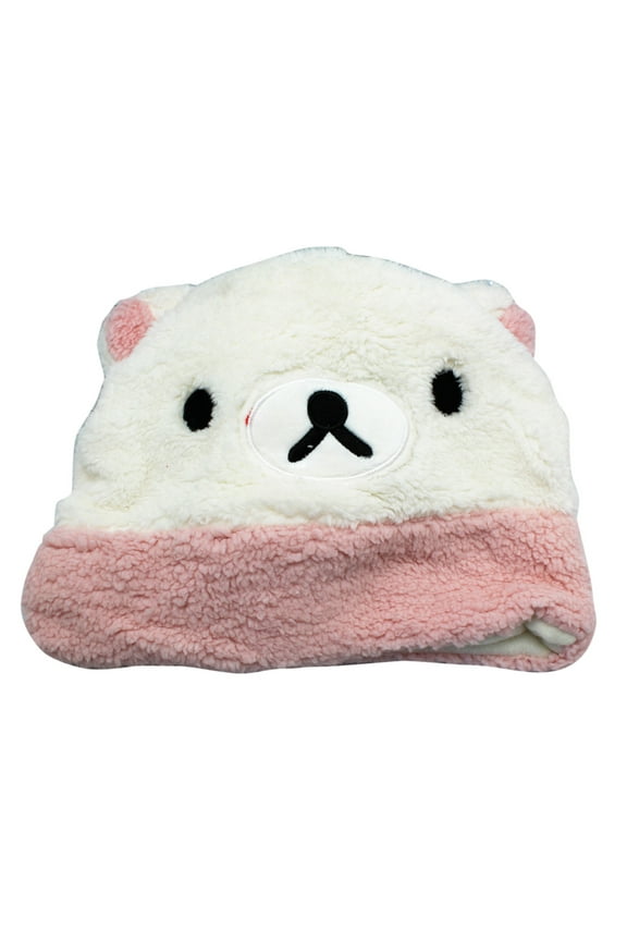 Polar Bear Hat - Cub Bear Face Plush Hat With Tail ( One Size)