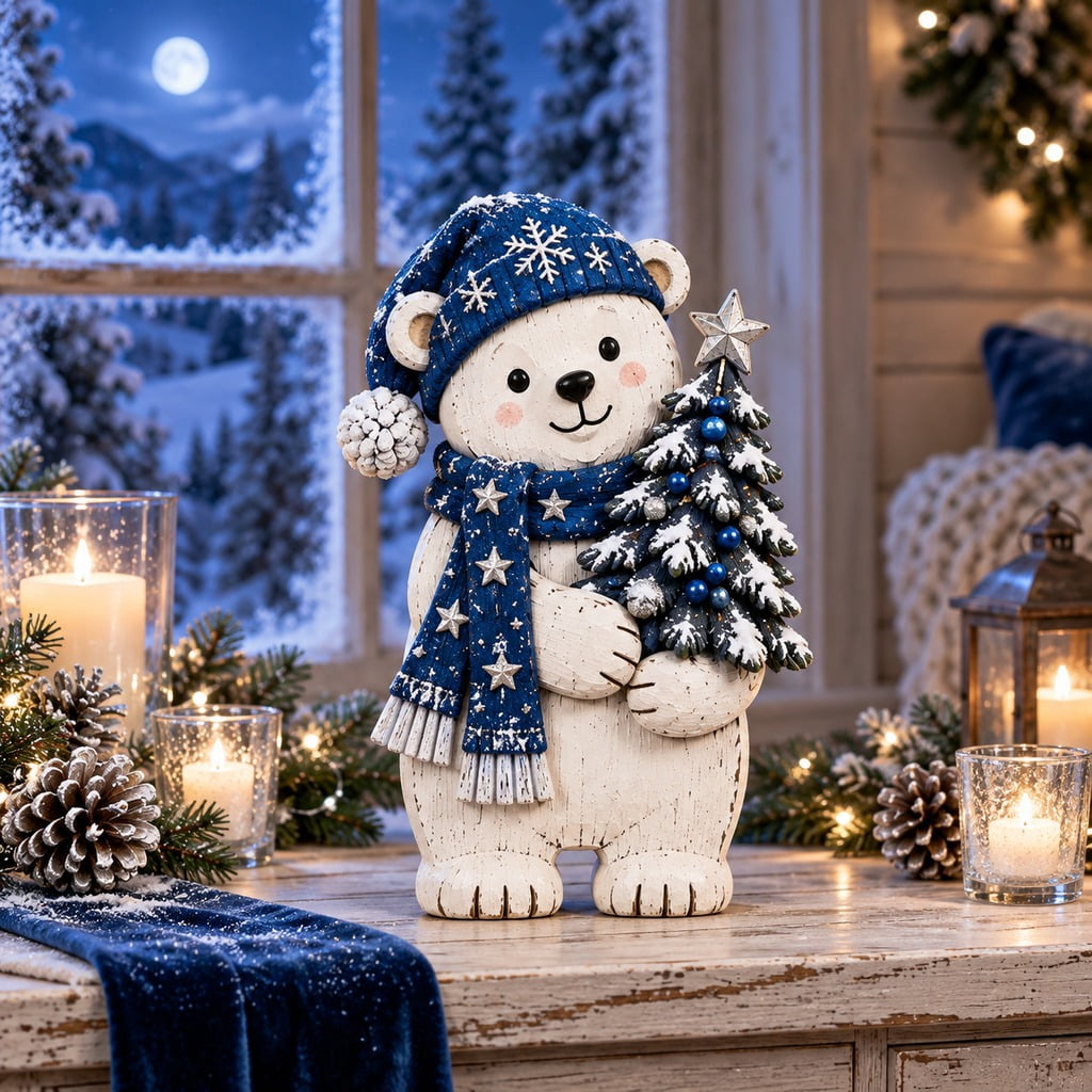 Polar Bear Holding Tree Wooden Block 3 Layer Christmas Gift - Walmart.com
