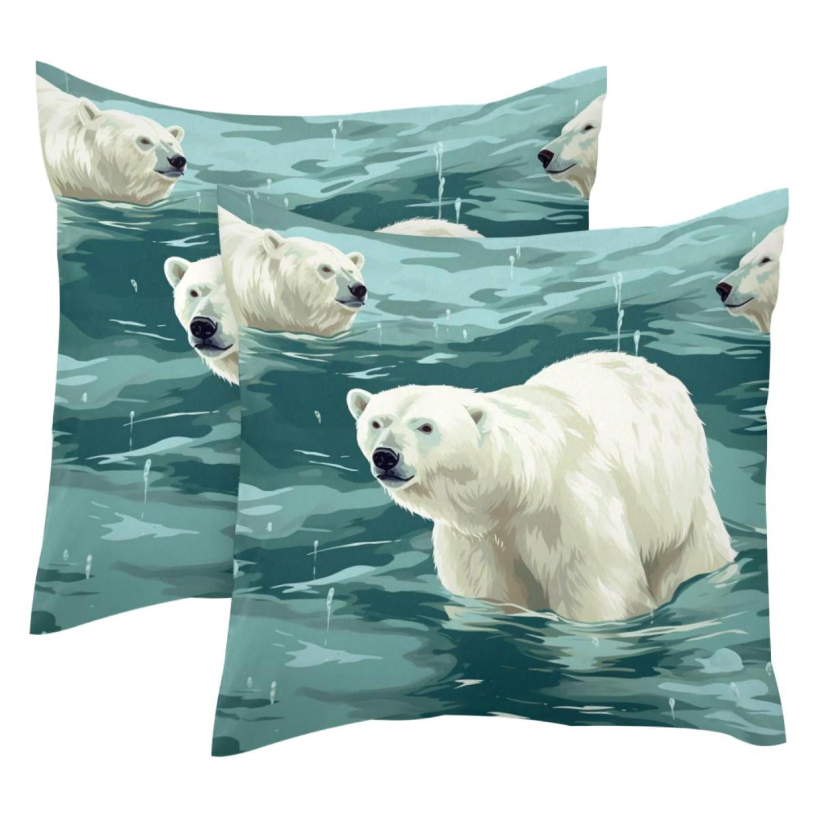 Cojín Decorativo Eddie Bauer Oso Polar 50x50cm - Almohada De Peluche Natural - Relleno Extraíble