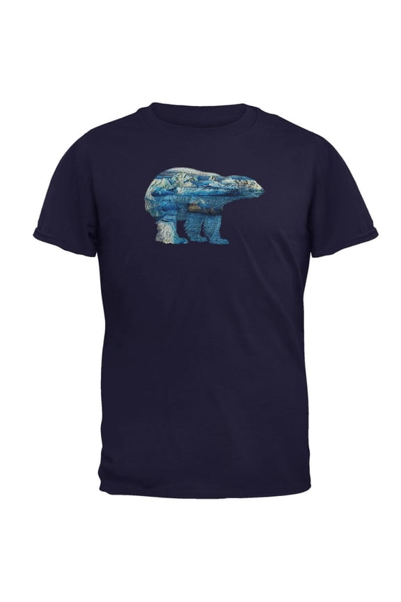Polar Bear Iceberg Snow Caps Mens T Shirt Navy 2XL