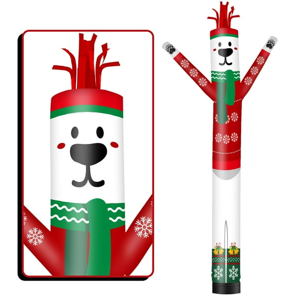 Polar Bear Inflatable Tube Man Wacky Wavy Dancing Guy for Outdoor Decoration Advertising Business Promotion - Christmas Theme (Blower Not Included)