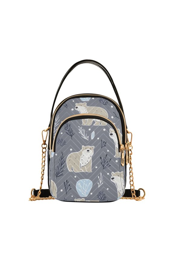 Polar Bear Leaves Pattern Women's Crossbody Handbags Leather Crossbody Bags Fanny Pack Chest Bag for Travel