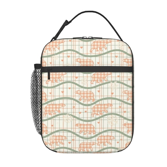 Polar Bear Lunch Box Reusable Thermal Tote Front Pocket Handheld Portable Arctic Pattern Novelty Food Bag Work Office Picnic Daily Use