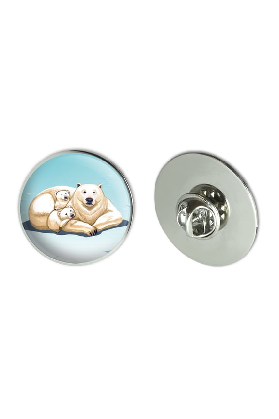Polar Bear Mom with Cubs Family Metal 1.1" Tie Tack Hat Lapel Pin Pinback