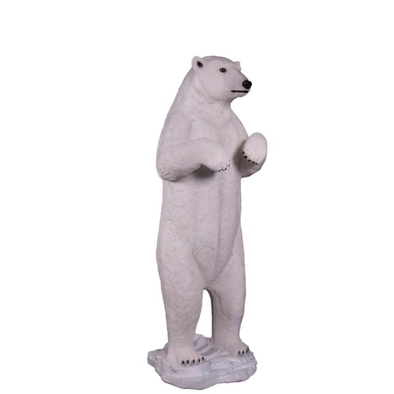 Polar Bear On Base Life Size Statue
