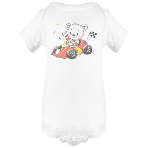 Polar Bear On Racing Car Bodysuit Infant -Image by Shutterstock,  6 Months