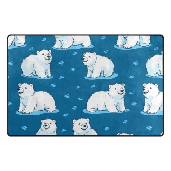 Polar Bear Pattern Memory Foam Area Rug 31"x20" Non Slip, Absorbent, Fade Proof for Living Room, Bedroom, Office