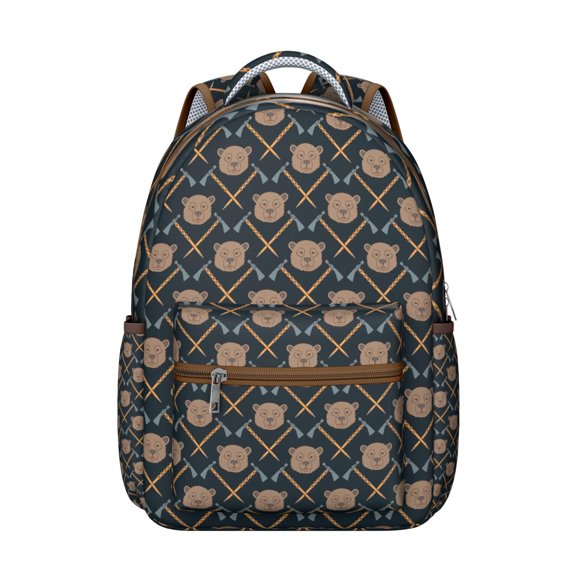 Polar Bear Pattern Student’s Backpack Waterproof Scratch-Resistant Composite Oxford Cloth, Comfortable Adjustable Straps, Artistic Wild Bear Print, Perfect for Student and Nature Lovers