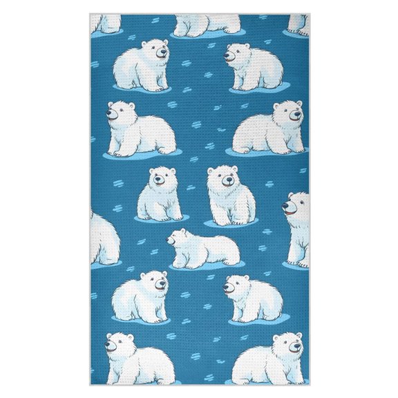 Polar Bear Pattern Waffle Kitchen Towels 18x30 in Soft Absorbent Quick Dry Dishcloths