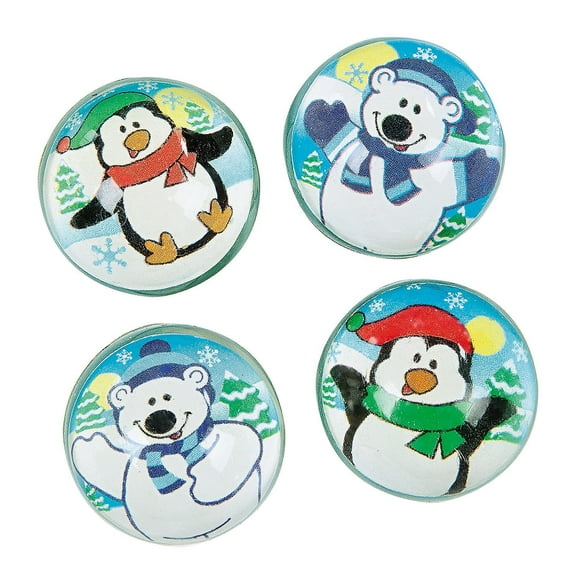 Polar Bear & Penguin Bouncing Balls - Party Favors - 12 Pieces