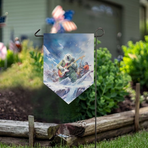 Polar Bear People Ice Garden Flag 18" x 12.5" Double Sided Yard Lawn Outdoor Decor Small Yard Flags