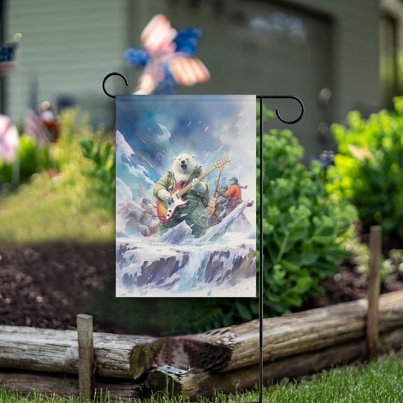 Polar Bear People Ice Garden Flag Double Sided Outdoor Banners for Courtyard Outdoor Lawn Farmhouse Holiday Decorations