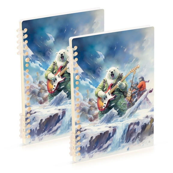 Polar Bear People Ice Ring Binder Notebook Journey Note Diary College Ruled Spiral Notebook Study Loose Leaf Paper A5 60 Pages