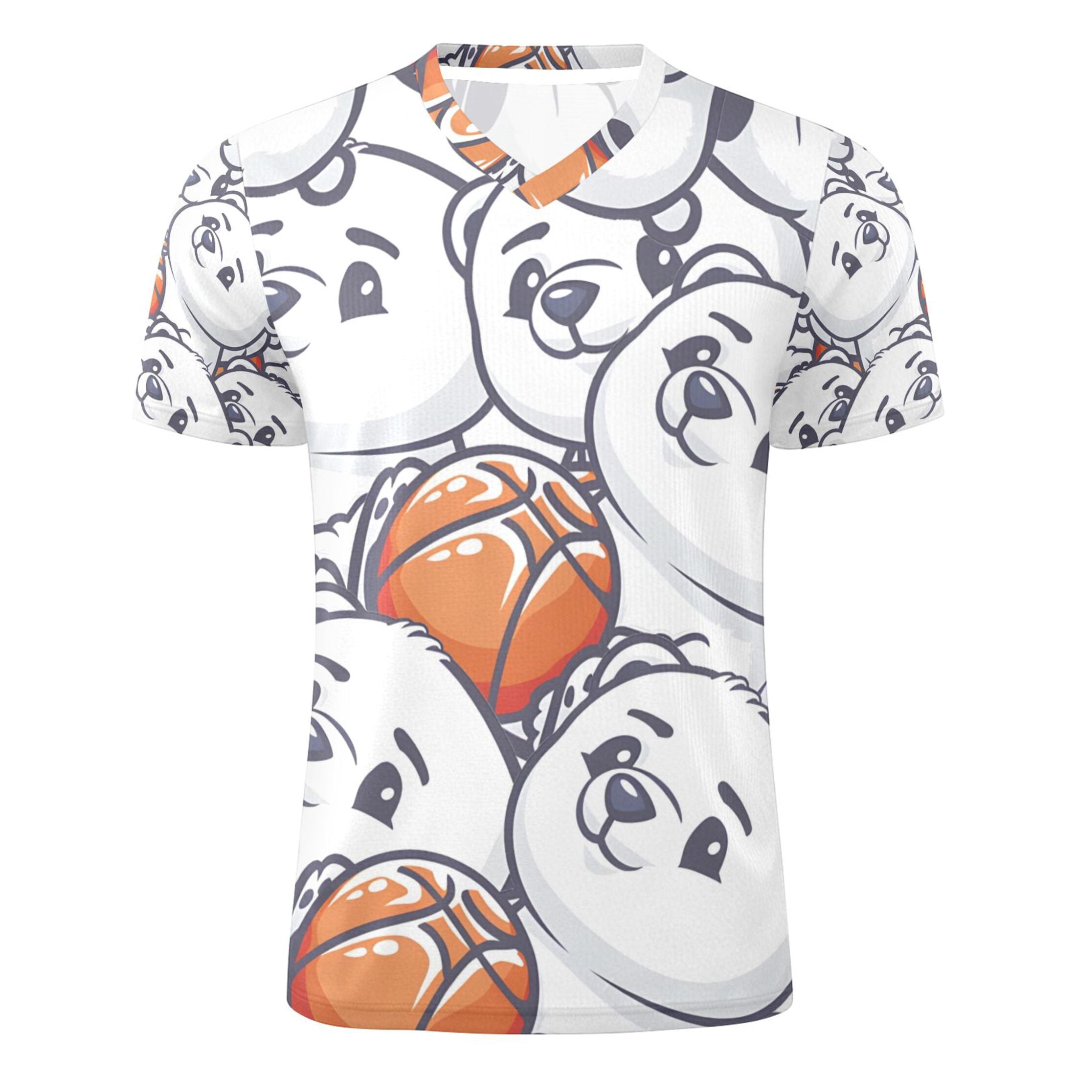Polar Bear Playing Basketballs Men's Sports Jerseys Athletic T-Shirt Football Referee Short Sleeves Shirt 3XL