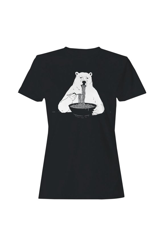 Polar Bear Ramen Delight Women's T-shirt Black