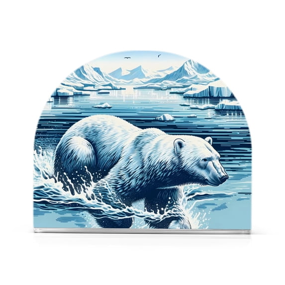 Polar Bear Sea Iceberg Napkin Holder for Table Clear Napkin Stand Paper Holder Acrylic Organizer Dispenser Napkins for Dinner Kitchen Restaurant Room