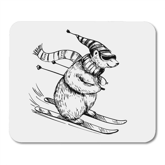 Polar Bear Skiing Converted Tovector Baby Christmas Cute Mousepad Mouse Pad Mouse Mat 9x10 inch