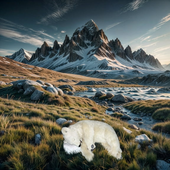 Polar Bear Sleeping 38cm