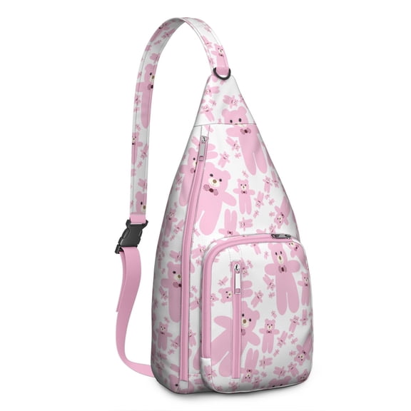 Polar Bear Sling Backpack - Winter-Themed Artistic Bear Pattern, Multi-Functional Anti-Theft Pack for Outdoor Adventures & Hiking