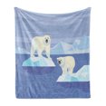 thumbnail image 1 of Polar Bear Soft Flannel Fleece Blanket, Arctic Circle Animals Floating on Icy Rocks Eco Habitat Zoo Nordic Pole Pattern, Cozy Plush for Indoor and Outdoor Use, 50" x 70", Multicolor, by Ambesonne, 1 of 5