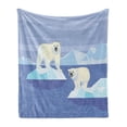 thumbnail image 1 of Polar Bear Soft Flannel Fleece Blanket, Arctic Circle Animals Floating on Icy Rocks Eco Habitat Zoo Nordic Pole Pattern, Cozy Plush for Indoor and Outdoor Use, 70" x 90", Multicolor, by Ambesonne, 1 of 5