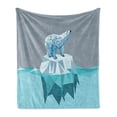 thumbnail image 1 of Polar Bear Soft Flannel Fleece Blanket, Fractal Style Polar Bear Iceberg Howling Mosaic Geometric Polygonal Art, Cozy Plush for Indoor and Outdoor Use, 50" x 60", Pale Blue and Grey, by Ambesonne, 1 of 5
