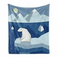 thumbnail image 1 of Polar Bear Soft Flannel Fleece Throw Blanket, Lonely Bear on Iceberg Watching the Night Polar Landscape Panorama, Cozy Plush for Indoor and Outdoor Use, 50" x 60", Baby Blue Navy Cream, by Ambesonne, 1 of 6