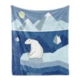 thumbnail image 1 of Polar Bear Soft Flannel Fleece Throw Blanket, Lonely Bear on Iceberg Watching the Night Polar Landscape Panorama, Cozy Plush for Indoor and Outdoor Use, 70" x 90", Baby Blue Navy Cream, by Ambesonne, 1 of 6