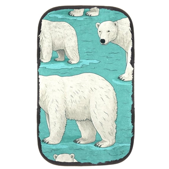 Polar Bear Soft Furry Printed Car Armrest Cover Mat, Comfortable Armrest Accessories 12.5x8.2 Inch