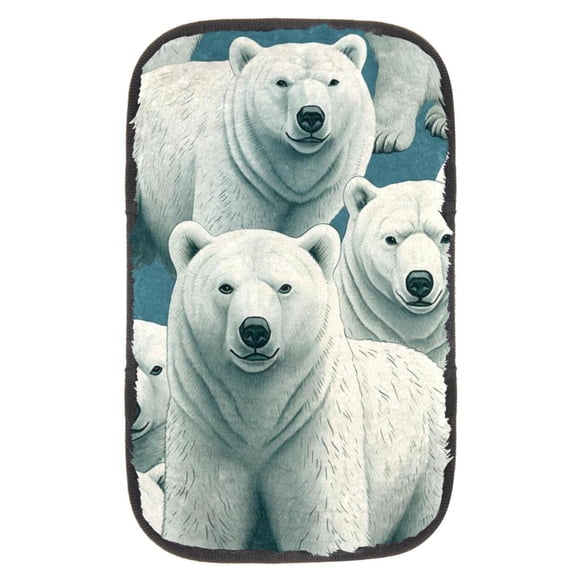 Polar Bear Soft and Comfortable 12.5x8.2 Inch Furry Printed Car Armrest Cover - Armrest Accessories and Accessory