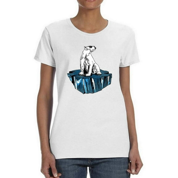 Polar Bear Standing On Ice  Shaped T-Shirt Women -Image by Shutterstock, Female XX-Large