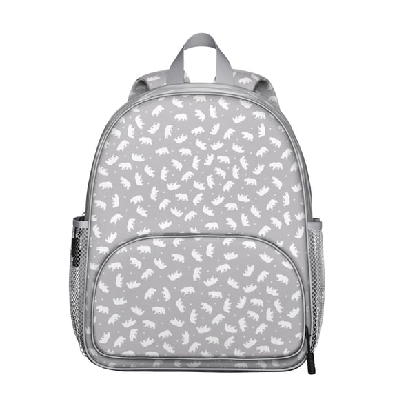Polar Bear Student Backpack – Cute Brown Cartoon Print With Winter Forest Hunting Wild Pattern