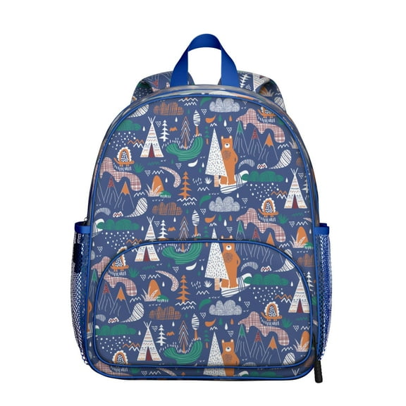 Polar Bear Student Backpack – Cute Brown Cartoon Print With Winter Forest Hunting Wild Pattern