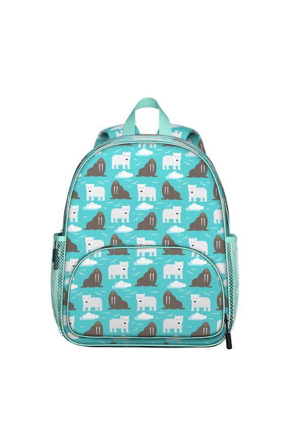 Student Backpack – Cute Brown Cartoon Print With Winter Forest Hunting Wild Pattern