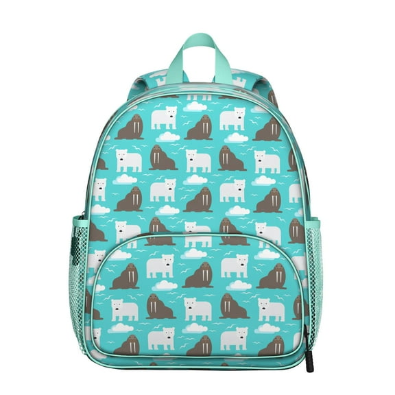 Polar Bear Student Backpack – Cute Brown Cartoon Print With Winter Forest Hunting Wild Pattern