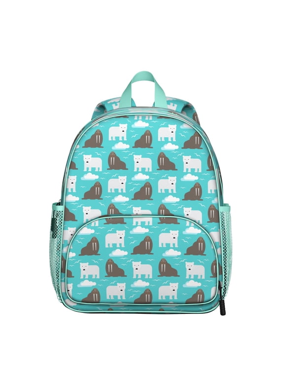 Student Backpack – Cute Brown Cartoon Print With Winter Forest Hunting Wild Pattern