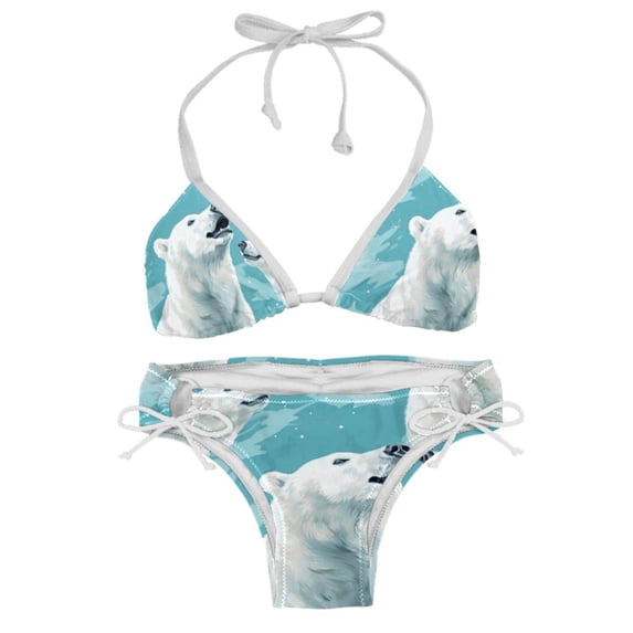 Polar Bear Stylish Bikini Set with Detachable Sponge and Adjustable Strap, Two-Pack Swim Suits for Beach and Pool Parties