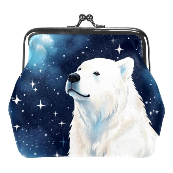 Polar Bear Stylish Coin Purse with 0.7 Microfiber & Zinc Alloy Jaws - 4.3x4.7in - for on-the-Go Storage - Durable & Spacious - Ideal for Coins & Small Essentials - Chic Design - Compact & Convenient